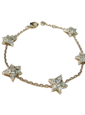 小香风五角星满钻925纯银手链