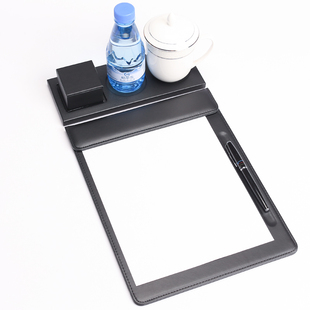 黑色皮革A4会议夹文件夹会议垫便签夹书写板商务酒店LOGO高端定制