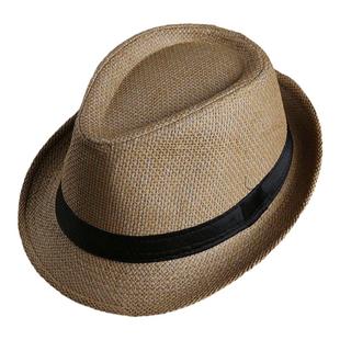 男士夏季遮阳帽草帽情侣草编爵士帽韩版帽子女士太阳沙滩帽亲子款