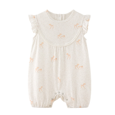 modomoma【云谷花廊】婴儿连体衣夏季薄款女宝哈衣爬服新生儿衣服