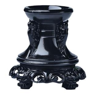 黑色天然水晶球蛋雕文玩工艺品葫芦雕花高脚木质树脂底座底托装饰