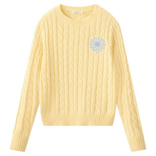 MARDI女款毛衣2025秋季新款休闲百搭显瘦圆领套头针织衫长袖上衣