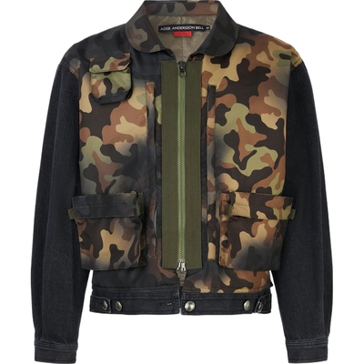 【折扣】Andersson Bell 秋冬男迷彩牛仔布拼接软壳面料夹克外套