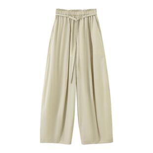 RUISHI芮时 可拆卸腰带棉感轻薄休闲裤宽松慵懒风气球裤女夏