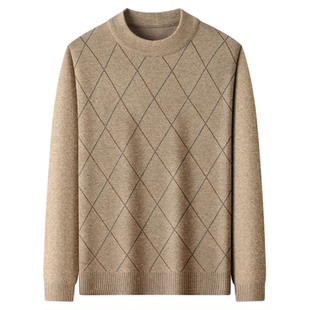 恒源祥中年男士羊绒衫冬季新款半高领毛衣加厚保暖爸爸打底羊毛衫