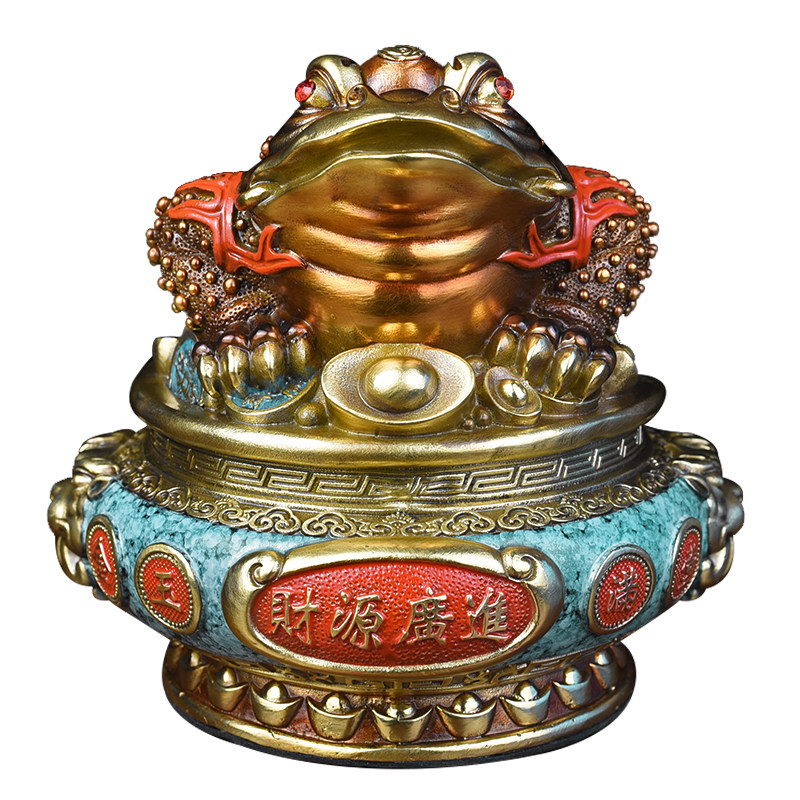 铜聚宝盆金蟾摆件聚财三足金蟾蜍