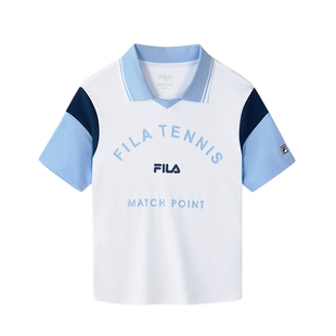 [舒爽棉]FILA斐乐童装儿童T恤夏季新款女大童运动针织短袖衫上衣