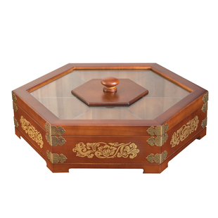 木质糖果盒中式分格带盖客厅创意桌面密封收纳盒瓜子零食点心果盘