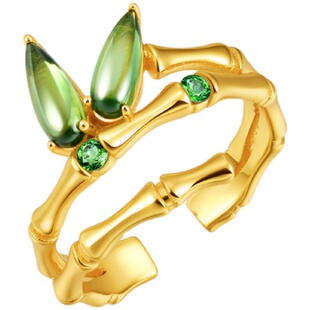 吾往翠微竹叶竹节戒指国风新中式汉服开口戒指男女结婚博物馆联名