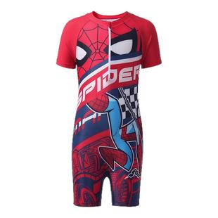 迪士尼儿童游泳衣蜘蛛侠男童小男孩青少年连体中大童专业训练装备
