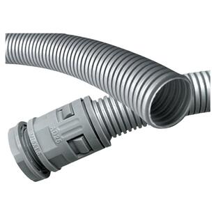 灰色PP阻燃塑料波纹软管汽车线束电线套管消防加厚PA尼龙软管接头