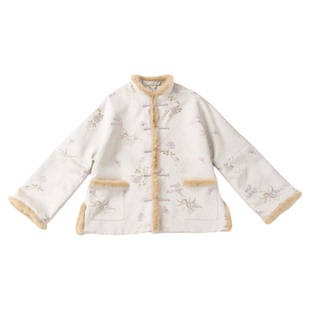 上久楷宋锦山石牡丹米白系2025秋冬季新中式国风女装国风复古