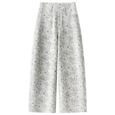 雅鹿印花软牛仔弯刀裤女2026新款