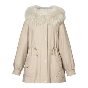 Koradior珂莱蒂尔2024冬季新款貉子毛领连帽保暖鸭绒羽绒服女外套