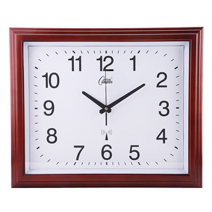 康巴丝智能电波钟挂钟木制办公大壁钟中式客厅钟表实木时钟静音