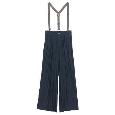 谜底背带裤长裤女年夏季新款复古文艺风亲肤阔腿裤242MK0624