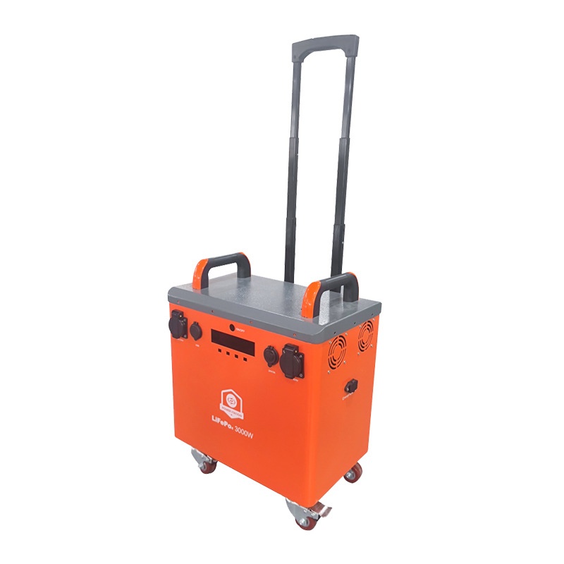 太阳能光伏户外便携式移动式大容量磷酸铁锂电源逆变一体机橙色款