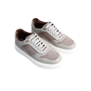 【品质牛皮】迪柯尼轻舒白底鞋新品格雷系时尚百搭男士休闲板鞋