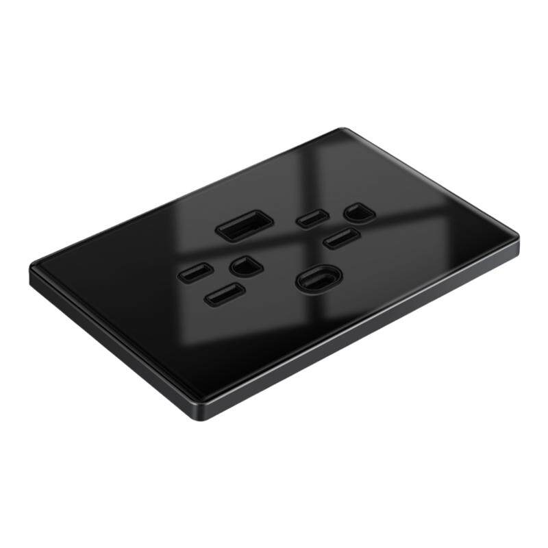 110v台湾插座美式大面板玻璃白色墙壁开关USB+Type-c2.1A快充美标