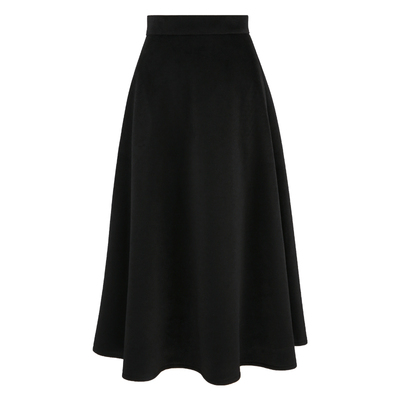 韩语琳黑色a字半身裙女2025新款冬季款毛呢裙高腰显瘦法式长裙子