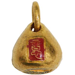 藏珠饰家 足金珐琅烧蓝 如意令小吊坠 宫廷手工古法黄金项链配件