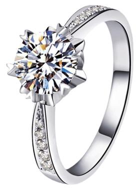 D色莫桑石雪花求婚戒指婚戒