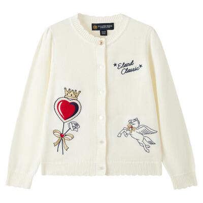 elandkids女童红色针织开衫