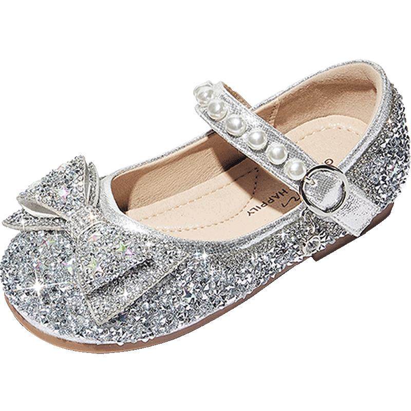 斯纳菲女童公主鞋儿童水晶鞋2025春秋新款皮鞋小宝宝软底洋气单鞋