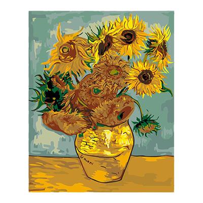 diy数字油画填色手绘客厅装饰画手工减压涂色水彩画油彩画向日葵
