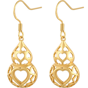 古法金耳环diy配件 18K金耳扣耳坠空托 手工制作珍珠耳钉流苏配饰