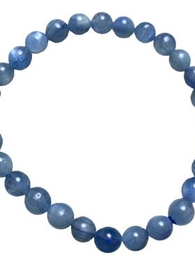 天然猫眼透体蓝晶石绿色双色手链