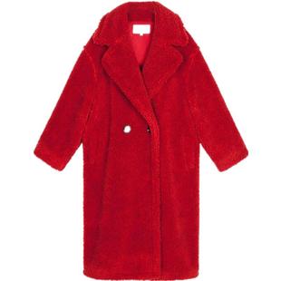 高定 刘涛戚薇迪丽热巴M家泰迪熊大衣加厚保暖中长款羊毛外套女冬