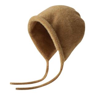 可爱系绳堆堆帽冬季白色兔毛保暖套头帽女生针织毛线护耳雷锋帽子