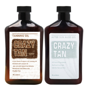 美国CRAZYTAN室外助晒黑油晒后修护芦荟胶红古铜色美黑固色维持套