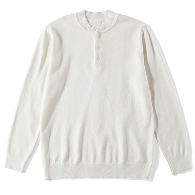 LUUD 美式新贵亨利领长袖老钱风针织打底衫男士秋冬纯色套头毛衣