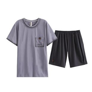 芬腾纯棉睡衣男款夏季短袖短裤套装五分裤夏天夏款男士中年家居服