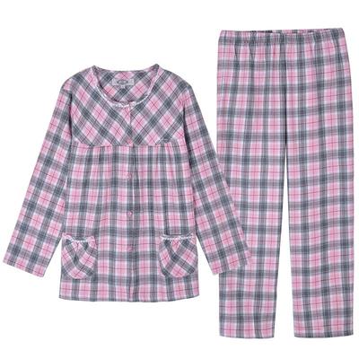 美标梭织秋冬季新品格子长袖睡衣