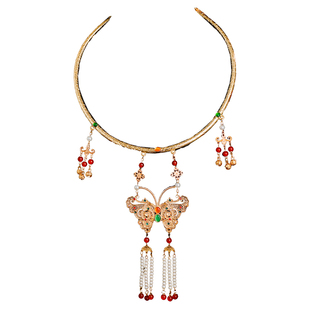 古风合金纯手工蝴蝶璎珞项圈古典复古宫廷明制宫廷马面裙项链配饰