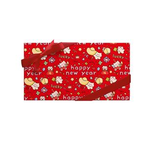 ISUKA一树家｜喵喵迎春可爱中式新年礼物包装纸大尺寸马年春节结婚生日伴手礼盒礼品纸高级感花束打包纸丝带