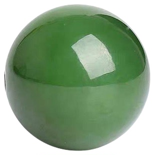 精品天然新疆和田玉单珠俄罗斯碧玉单珠散珠老料菠菜绿散珠圆珠子