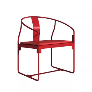 新中式圈椅太师椅成人扶手椅茶椅靠背椅金属展厅接待椅酒店客厅椅