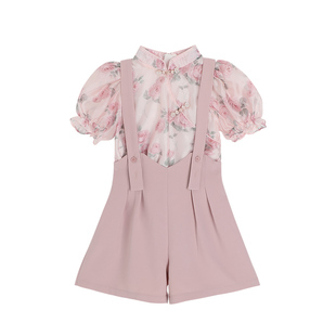 布丁哈鲁童装女童夏款夏季新中式两件套2026新款儿童上衣短裤夏装