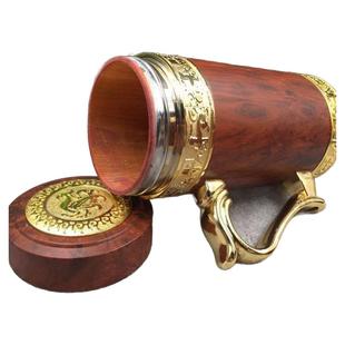 基地直销红豆杉水茶杯现代简约金黄色伴手礼品定做牌匾实木雕制