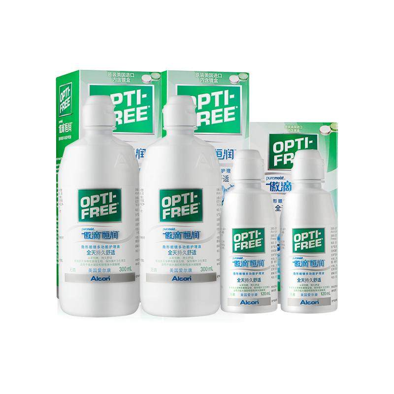 爱尔康傲滴护理液恒润隐形眼镜300*2+120ml*2美瞳大瓶旗舰店