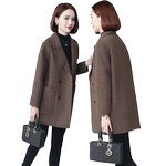 千鸟格西服外套女复古中年妈妈双面呢大衣2024年秋冬新款羊毛呢子