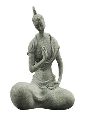 青砂石中式禅意茶台北魏佛像摆件