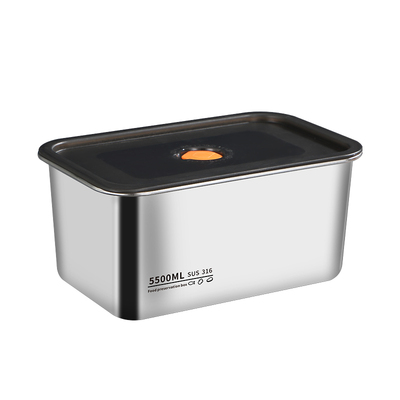 【超大号5500ml】316不锈钢保鲜盒带密封盖食物腌制冰箱商用盒子