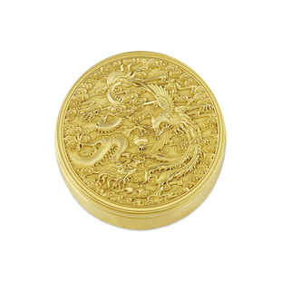 黄铜定制日式龙凤黄铜墨盒带盖笔墨纸砚墨碟文房四宝用支持刻字品