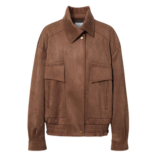 朱珠代言伊芙丽立领麂皮短外套两穿大立体口袋夹克2025冬季新款