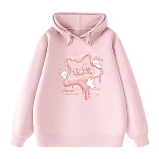 KMV真维斯粉色多巴胺高级感卫衣女2026新款爆款春秋季连帽衫外套